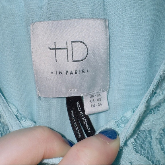 Anthropologie HD in Paris Blue Sleeveless Eyelet Lace Detail Knee Length Dress 2 - Picture 2 of 6